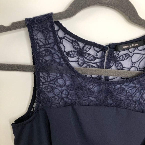 Doe & Roe Blue Floral Lace Trimmed A-Line Dress XS - Picture 3 of 7